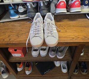 adidas Light Gray Suede Low-Top Sneakers with Gum Sole